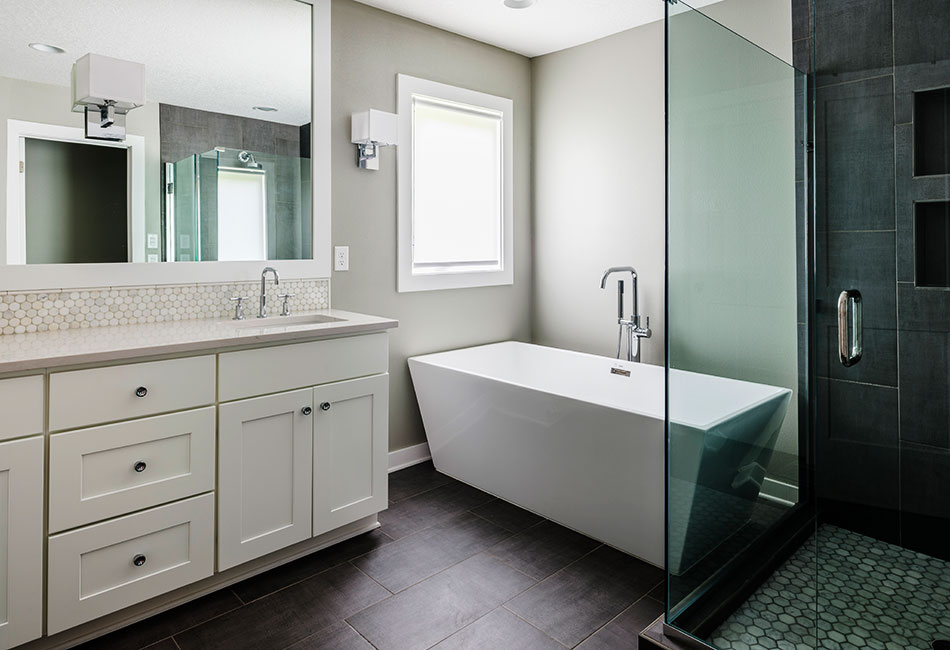 Moehl Millwork provided windows and cabinets for this bathroom project.